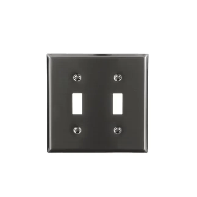 Eaton 2-Gang Standard Size Stainless Steel Stainless Staal Indoor Toggle Wall Plate