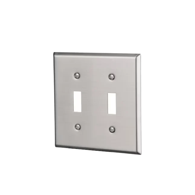 Eaton 2-Gang Standard Size Stainless Steel Stainless Staal Indoor Toggle Wall Plate