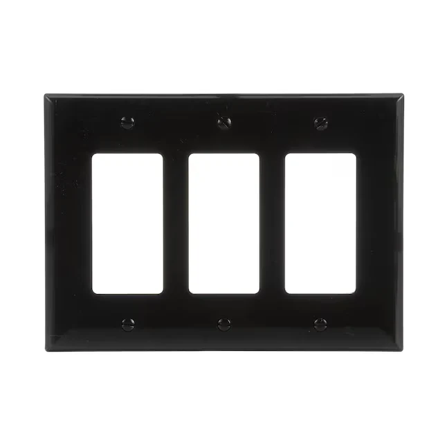 Eaton 3-Gang Midsize Zwart Polycarbonate Indoor Decorator Wall Plate