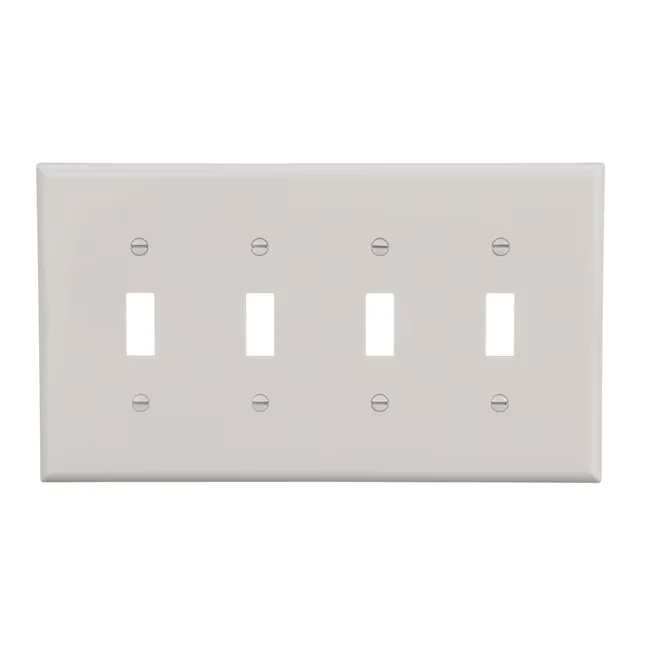 Eaton 4-Gang Midsize Ivoor Polycarbonate Indoor Toggle Wall Plate