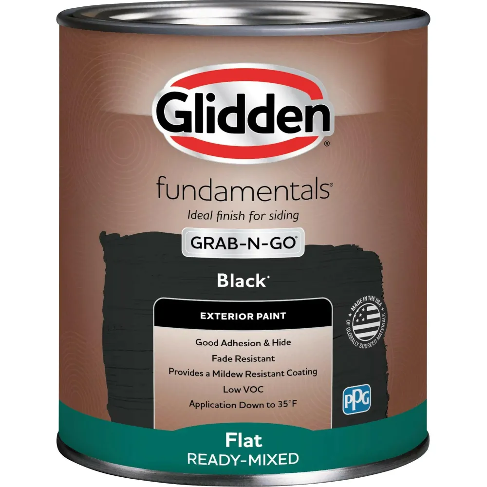 Glidden Fundamentals Grab-N-Go Exterior Paint, Flat zwart, 1-Gallon)