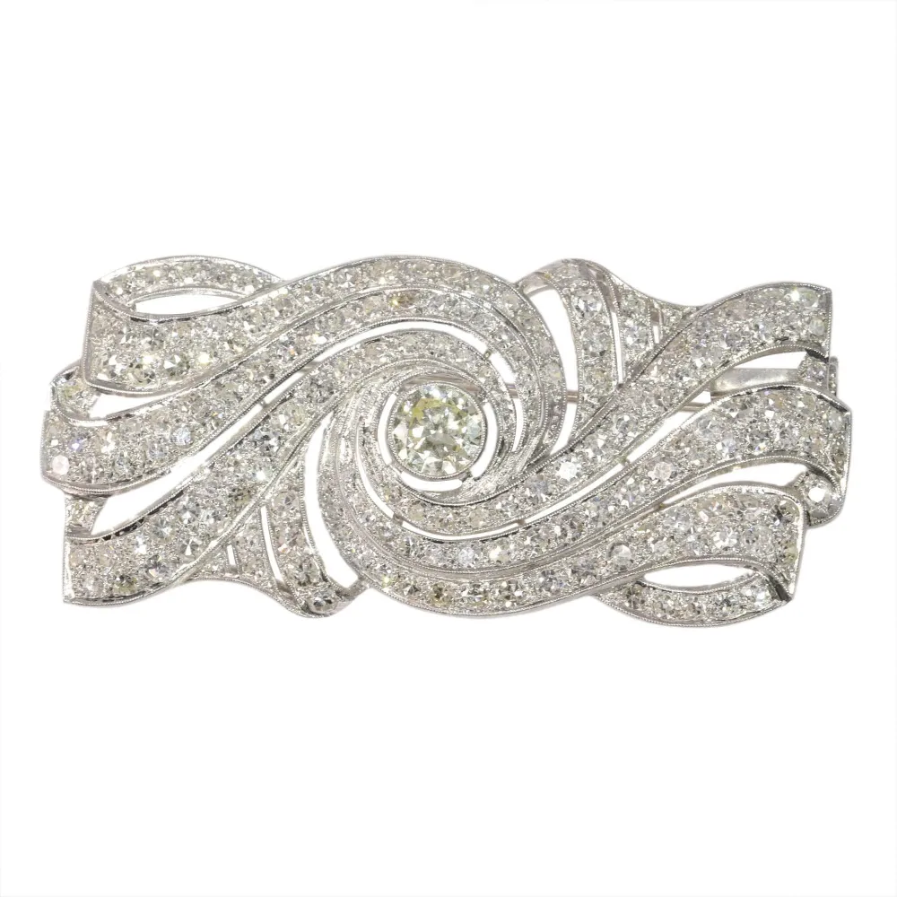 Diamond brooch platinum Art Deco | Nauwkeurige passing | Slijtvast