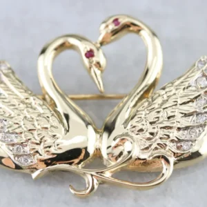 Diamond Love Swans Brooch voor machineonderdelen