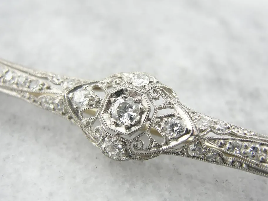 Edwardian Platinum and Diamond Bar Pin Set van verschillende maten