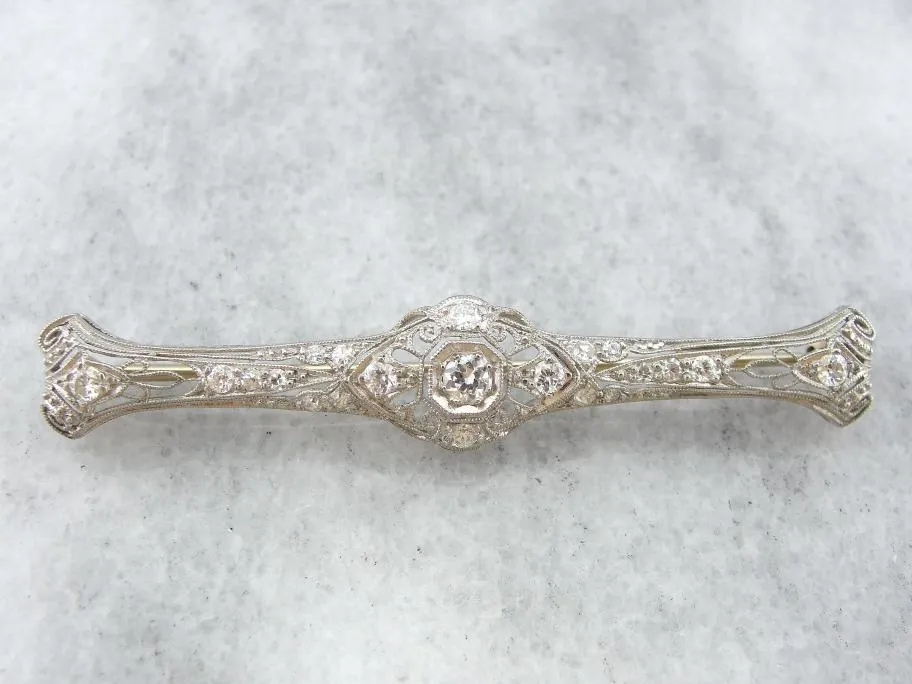 Edwardian Platinum and Diamond Bar Pin Set van verschillende maten