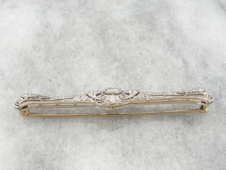 Edwardian Platinum and Diamond Bar Pin Set van verschillende maten
