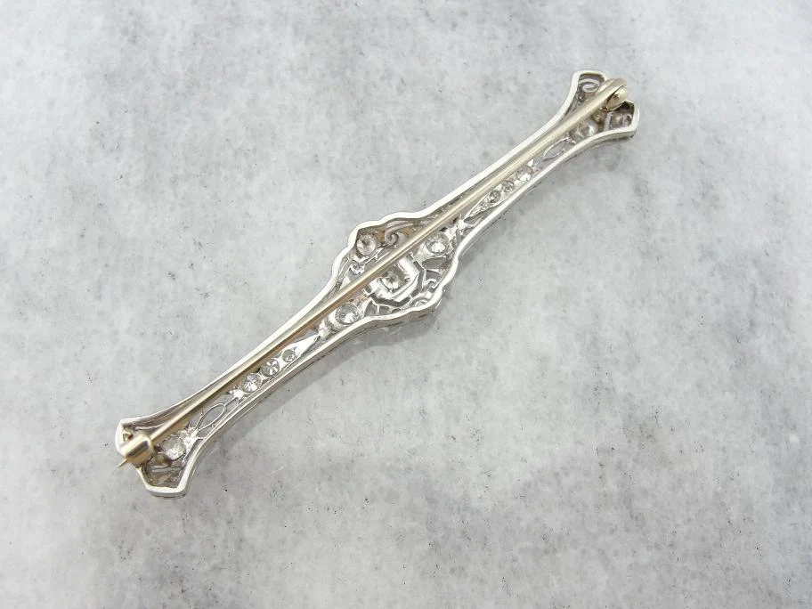 Edwardian Platinum and Diamond Bar Pin Set van verschillende maten