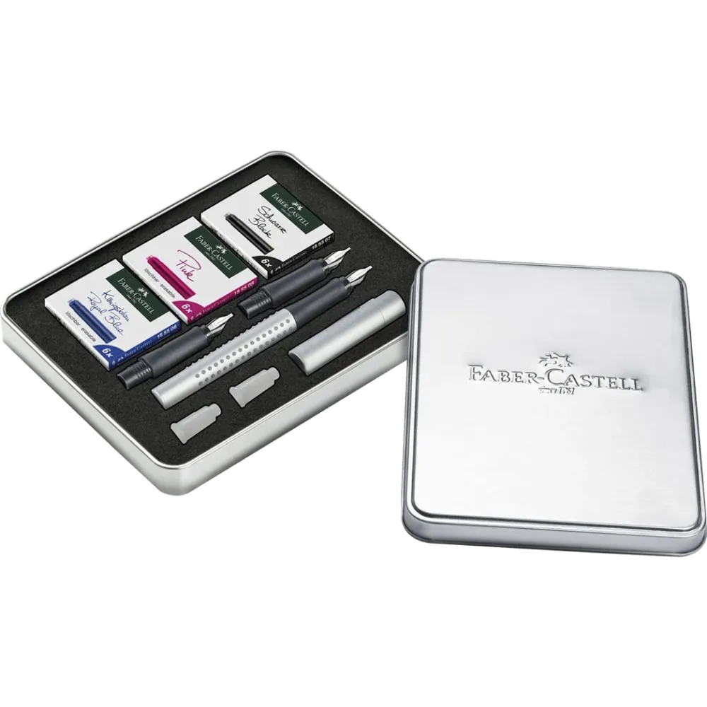 Gegalvaniseerd Faber-Castell Grip 2011 Calligraphy Gift Tin - Zilver