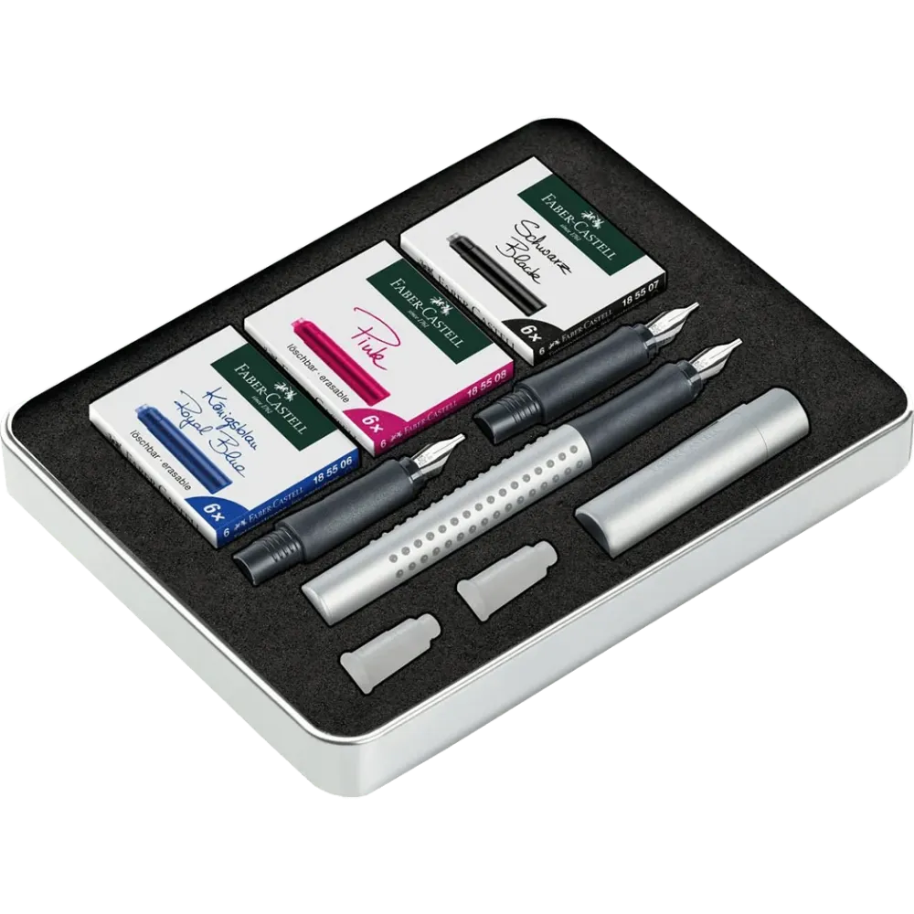 Gegalvaniseerd Faber-Castell Grip 2011 Calligraphy Gift Tin - Zilver