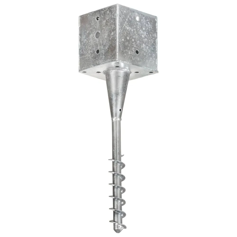 Grondpinnen 6 st 14x14x58 cm gegalvaniseerd staal zilverkleurig Set van verschillende maten