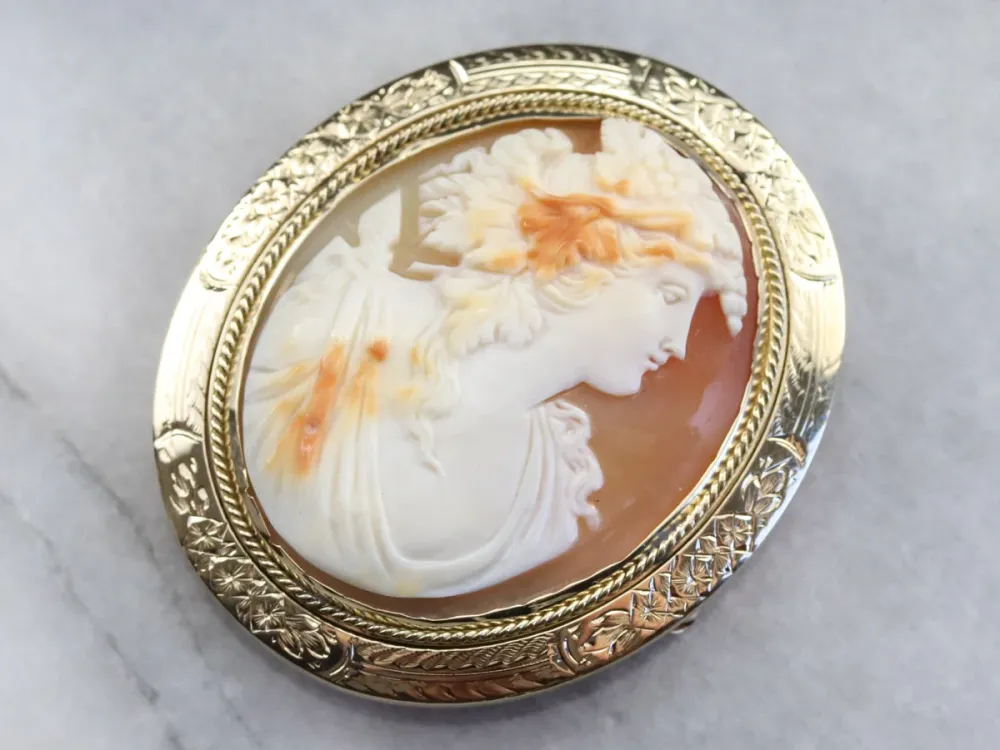 Large Vintage Cameo Brooch