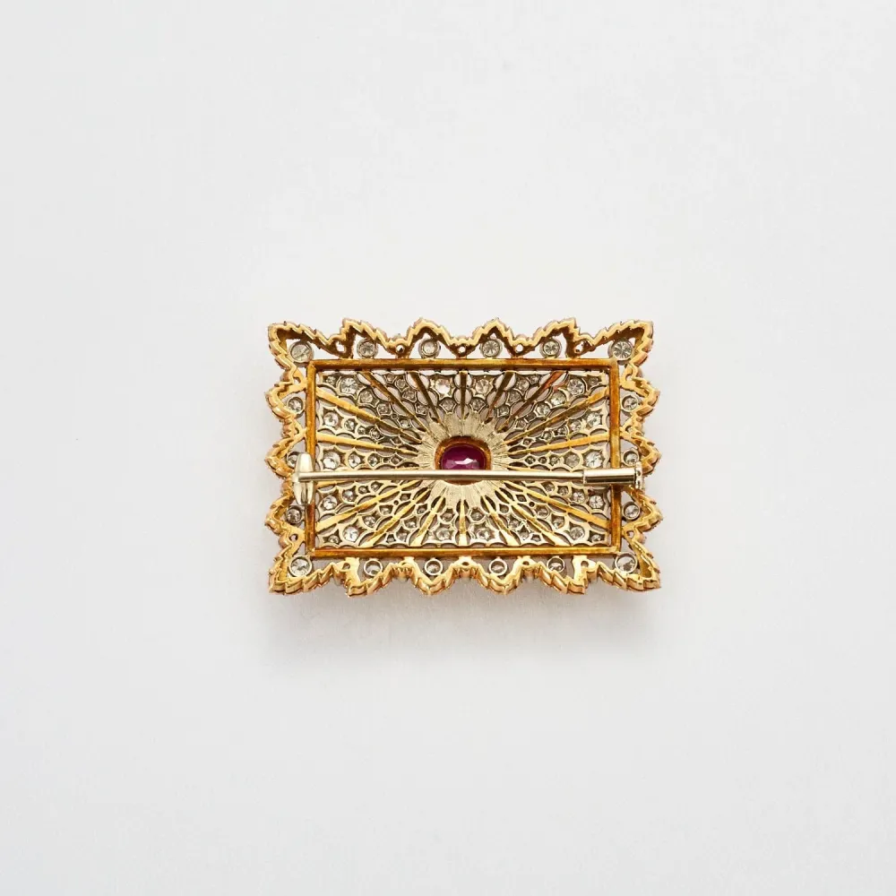Old brooch diamonds and rubies Set van verschillende maten