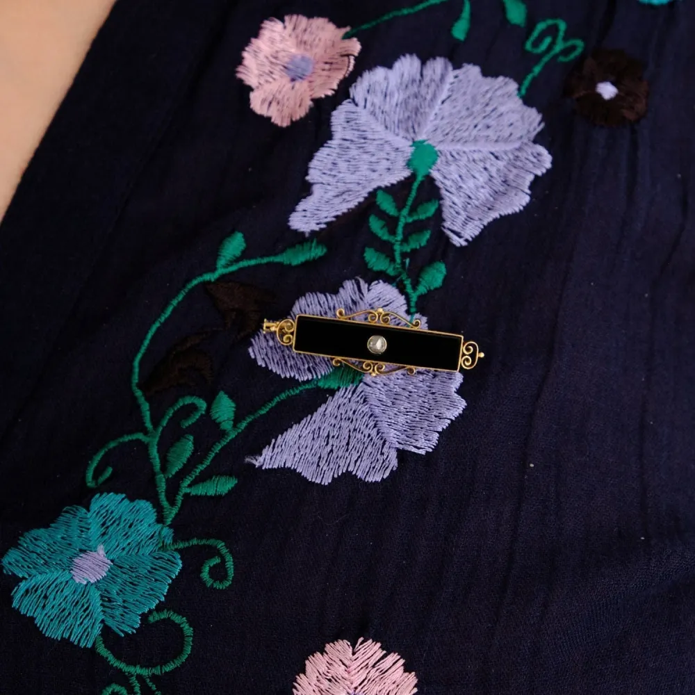 Onyx barrette brooch met Gegarandeerde Pasvorm