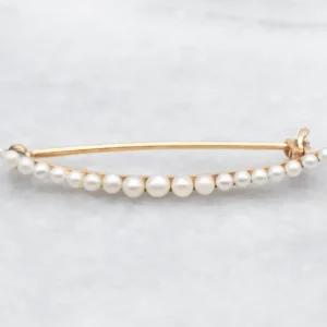 Pearl Crescent Moon Verguld Brooch Pin