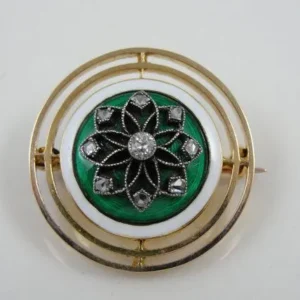 Rich Kelly Mosgroen Guilloche Enamel Brooch