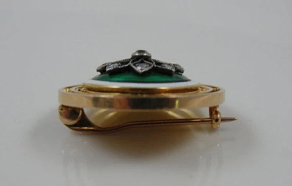 Rich Kelly Mosgroen Guilloche Enamel Brooch