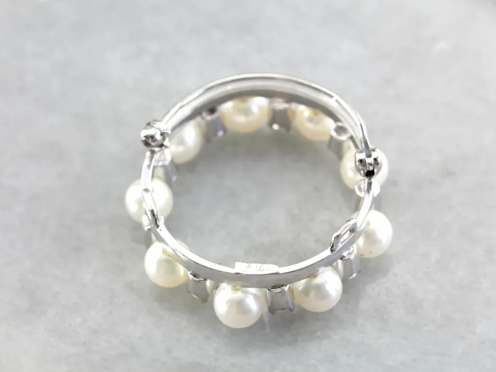 Roestvrij Staal Elegant Klassiek Pearl and Diamond Circle Pin