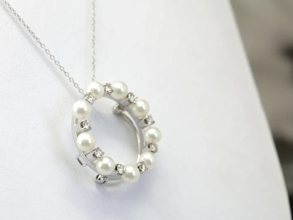 Roestvrij Staal Elegant Klassiek Pearl and Diamond Circle Pin