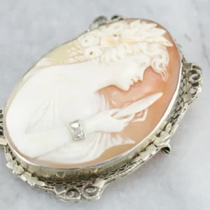 Spie Unique Diamond Cameo Brooch or Pendant