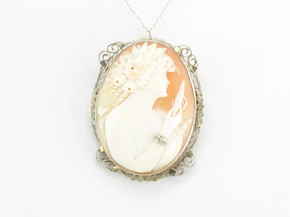 Spie Unique Diamond Cameo Brooch or Pendant