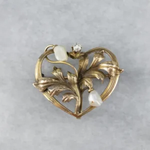 Verstelbare pen Antique Gouden Natural Pearl and Diamond Pin