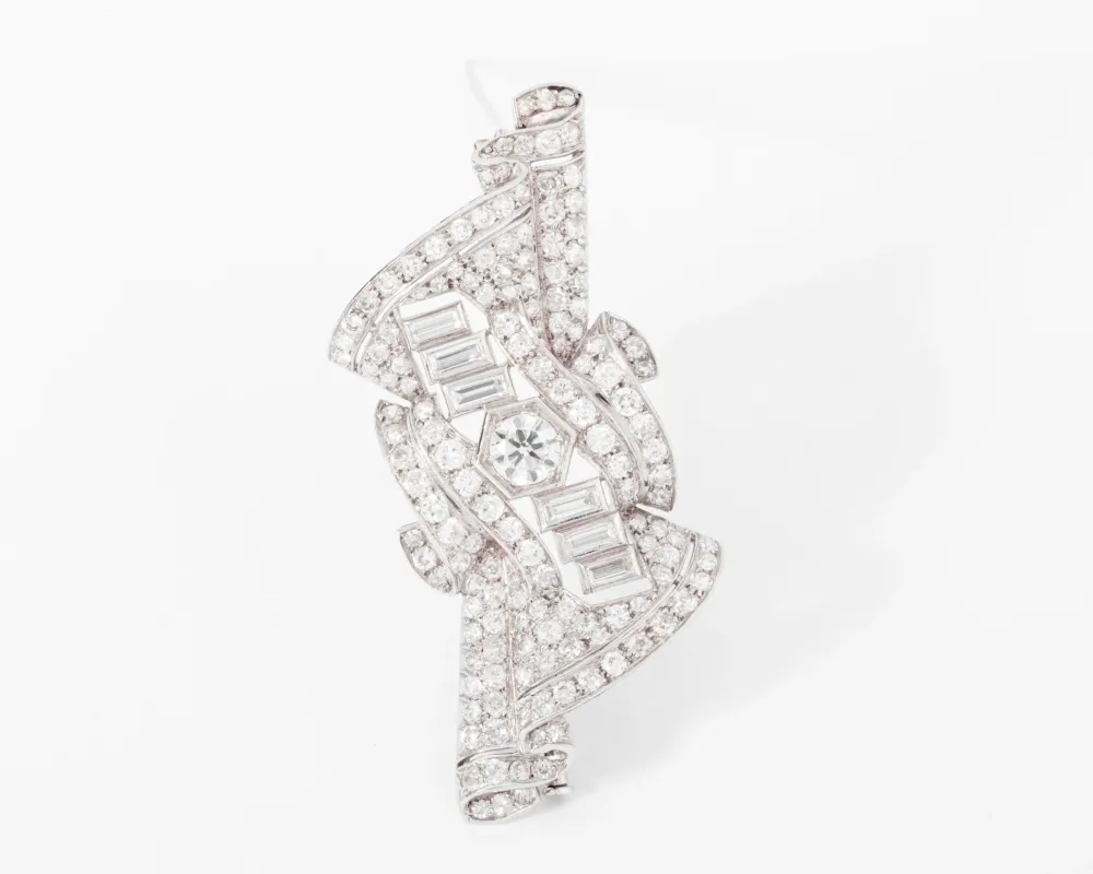 Verstelbare pen Brooch platinum and diamonds