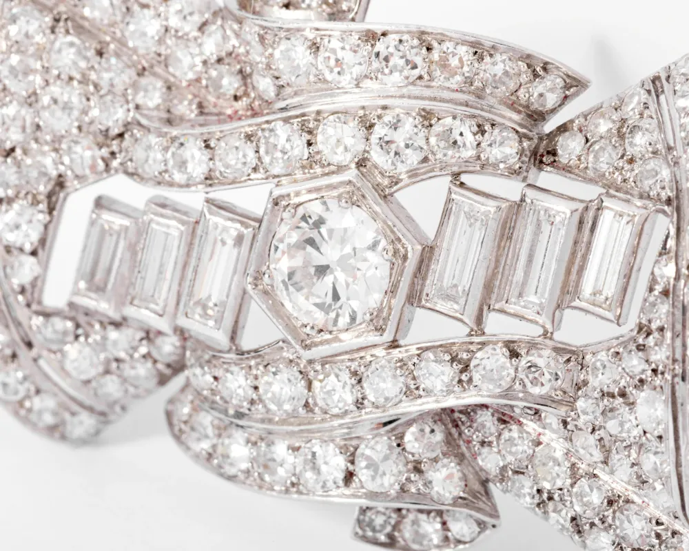 Verstelbare pen Brooch platinum and diamonds