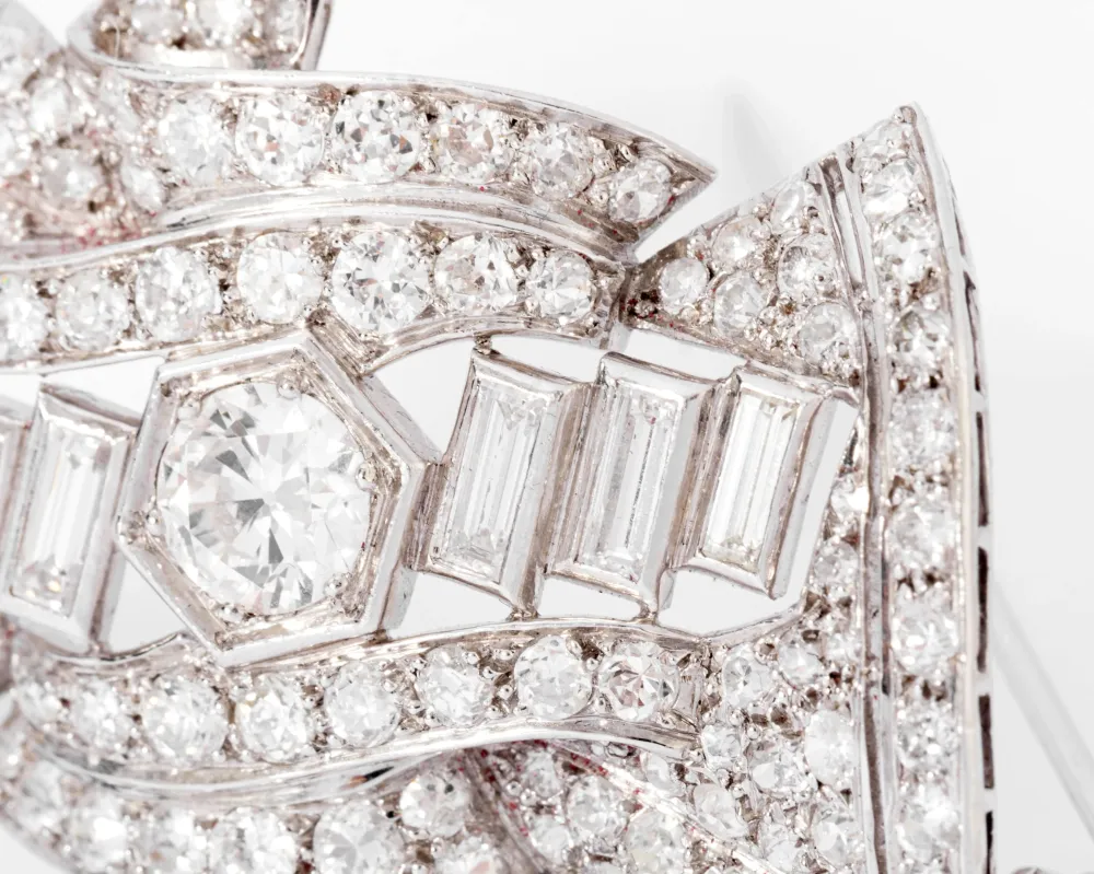 Verstelbare pen Brooch platinum and diamonds