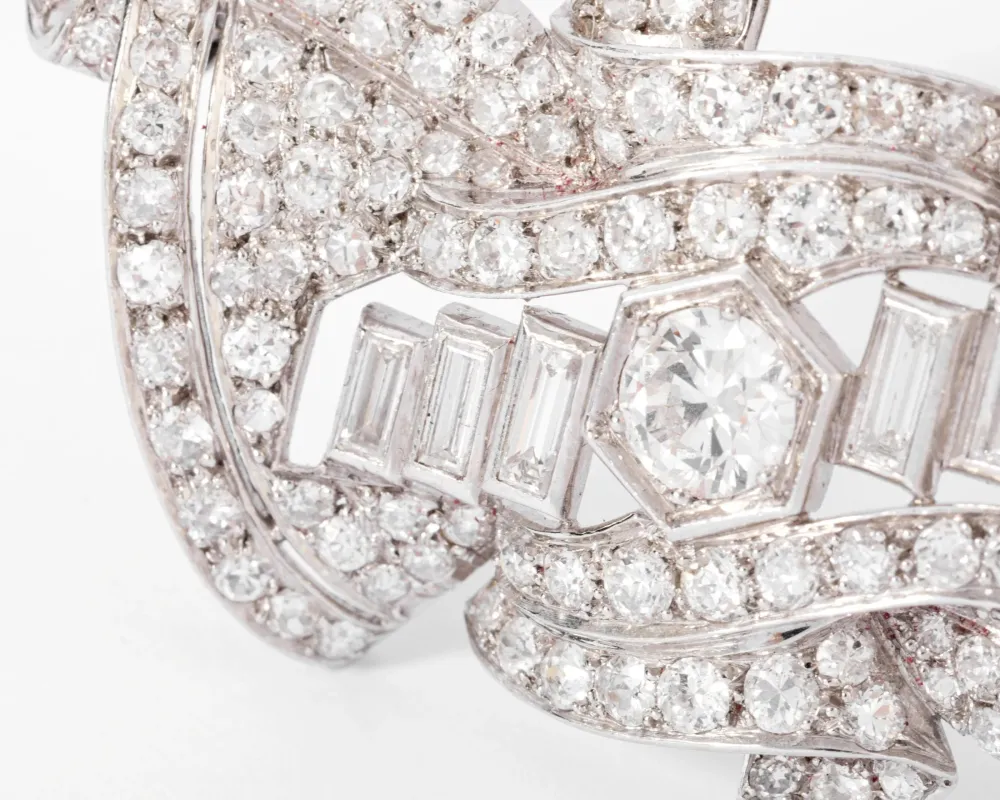 Verstelbare pen Brooch platinum and diamonds
