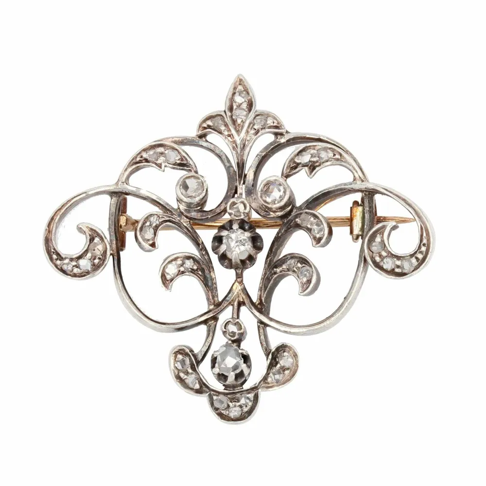 Verstelbare pen Old fleur-de-lis diamond brooch