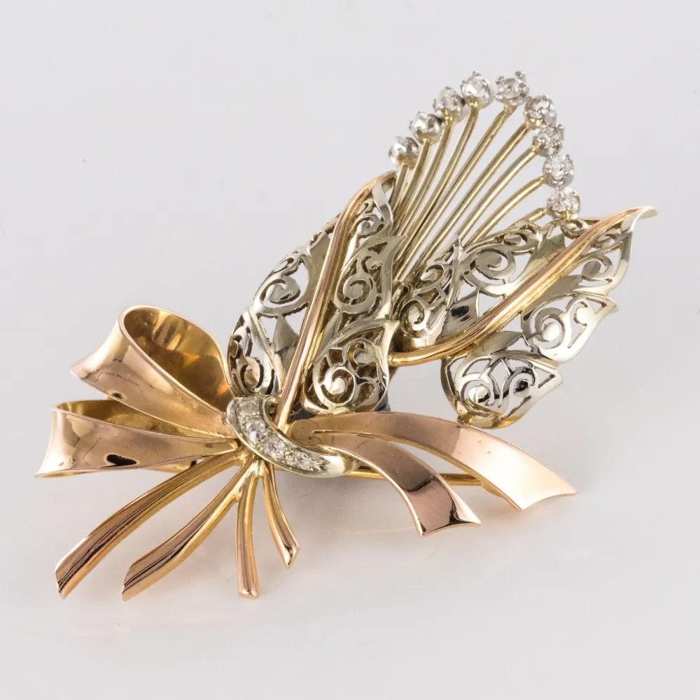 Vintage gold and diamond bouquet brooch