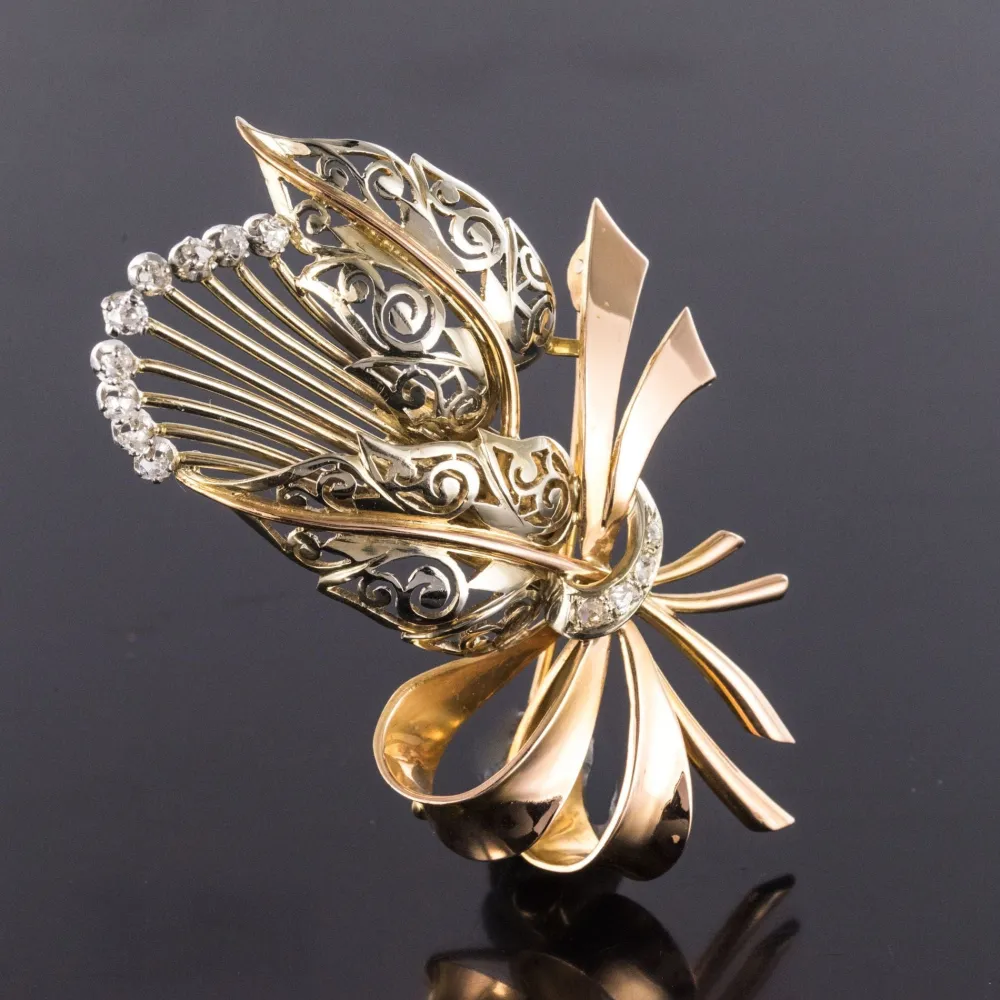 Vintage gold and diamond bouquet brooch