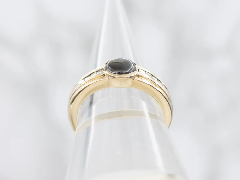 Black Star Sapphire and Diamond Ring