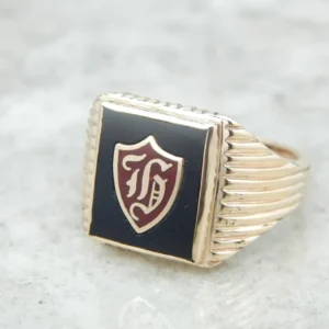 C-ring Enamel and Onyx Men's H Monogram Ring