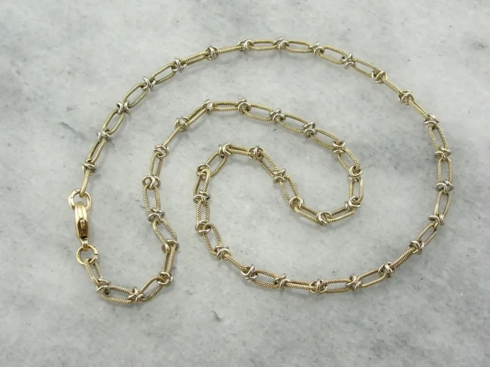 14K Gold Nautical Link Rope Chain