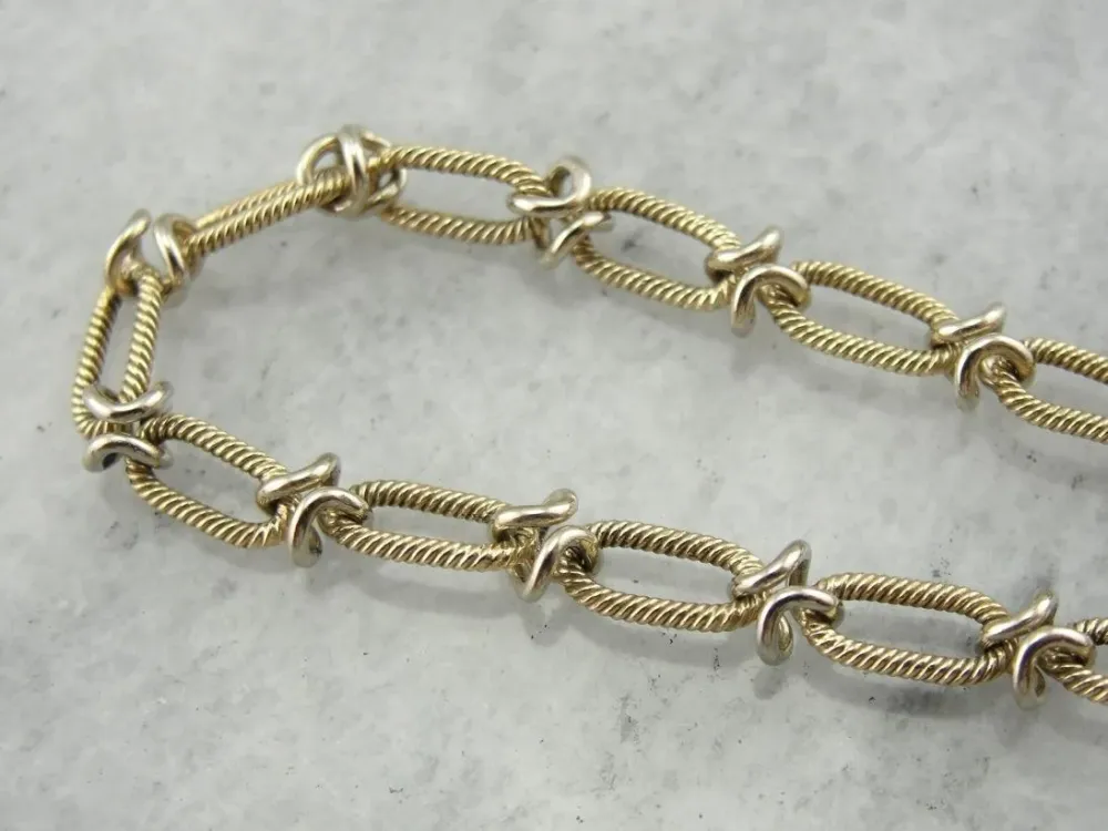 14K Gold Nautical Link Rope Chain