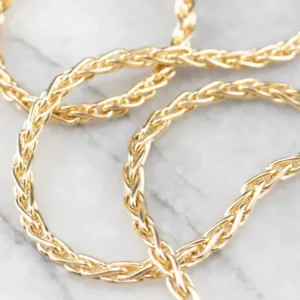Long 14K Gold Wheat Chain