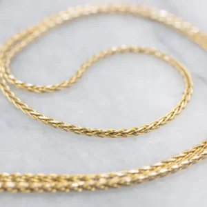 Polished Yellow Gold Wheat Chain