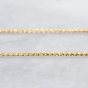 Thin 20-Inch Yellow Gold Wheat Chain