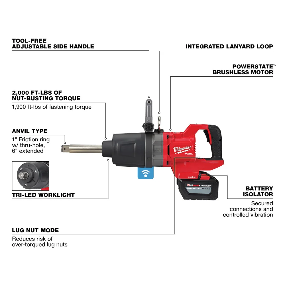 MILWAUKEE M18 FUEL™ 1" D-Handle Ext. Anvil High Torque Impact Wrench w/ ONE-KEY™ Kit