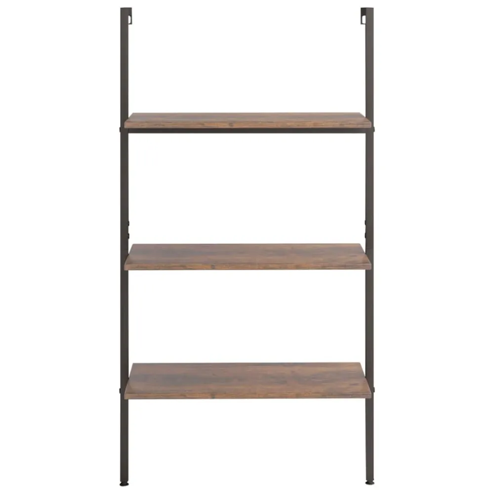 Ladderrek met 3 schappen 64x35x120,5 cm donkerbruin en zwart