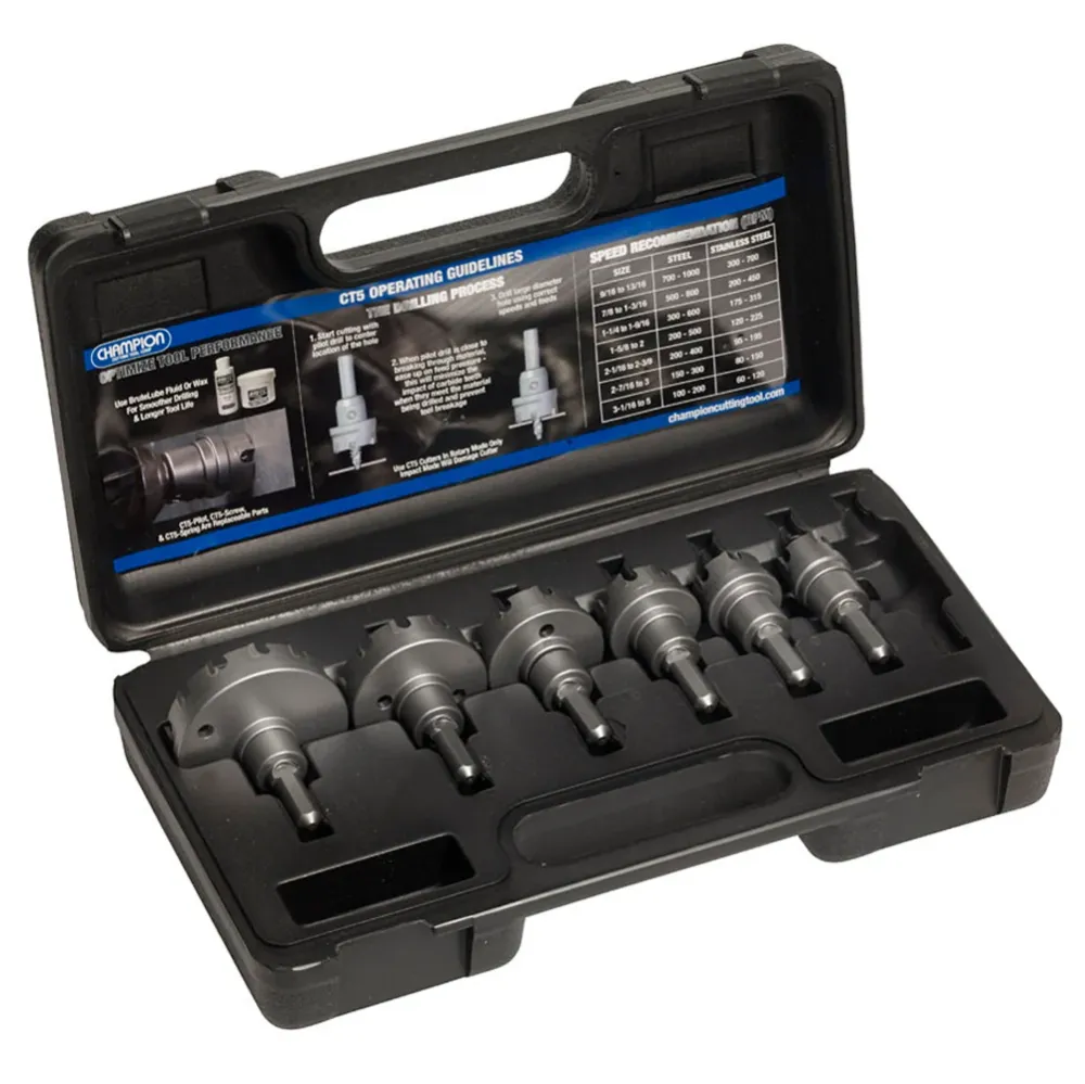 CHAMPION 7 PC. Carbide Tipped Hole Cutter Set met TiN Coating