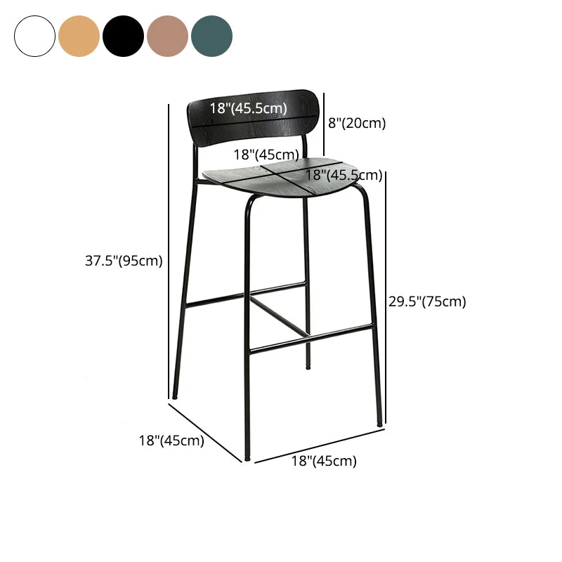 Ebbenhout Metal Barstool Industrial Indoor Tall Stool Wood Seat, 1 Piece Walnut