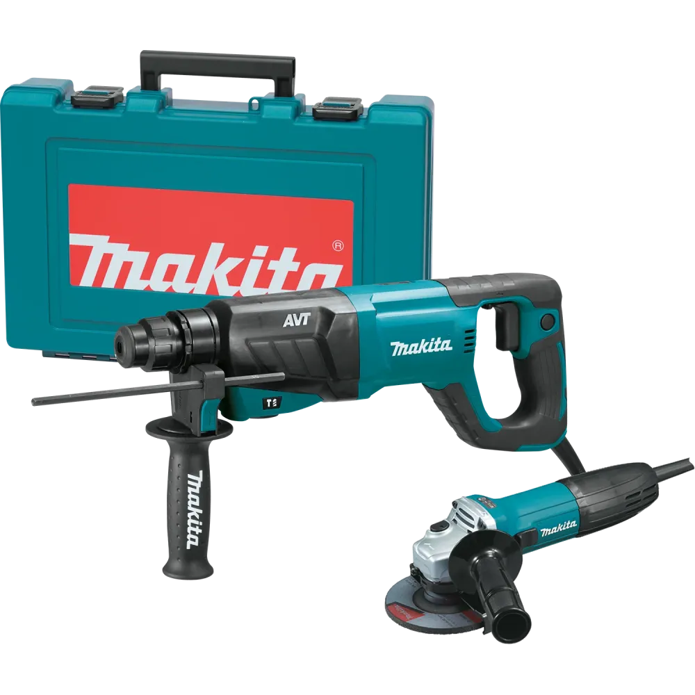 MAKITA 1" SDS‑PLUS AVT® Rotary Hammer (D‑Handle) & 4‑1/2" Angle Grinder