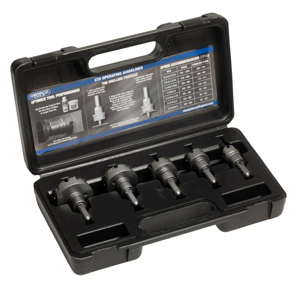 Verlengde CHAMPION 5 PC. Carbide Tipped Hole Cutter Set