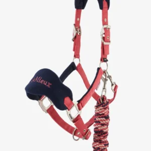 Verlengde Vogue Headcollar & Lead Rope Set Cranberry P