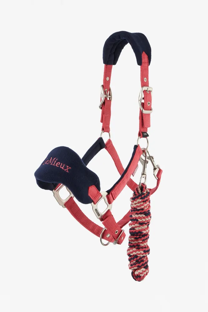 Verlengde Vogue Headcollar & Lead Rope Set Cranberry P