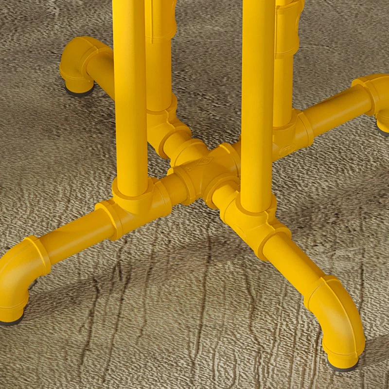 Zware belasting Industrial Zonnegeel Counter Stools Iron Wooden Bar Stools Footrest (Set 2)
