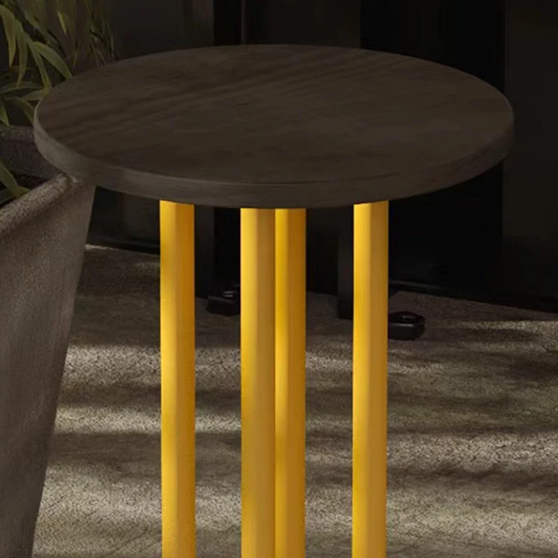 Zware belasting Industrial Zonnegeel Counter Stools Iron Wooden Bar Stools Footrest (Set 2)