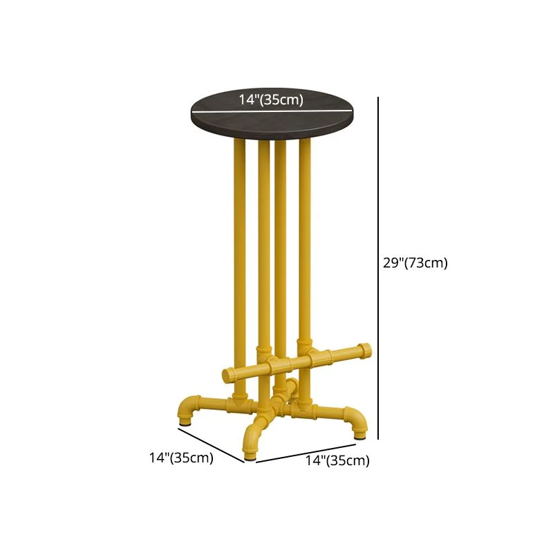 Zware belasting Industrial Zonnegeel Counter Stools Iron Wooden Bar Stools Footrest (Set 2)
